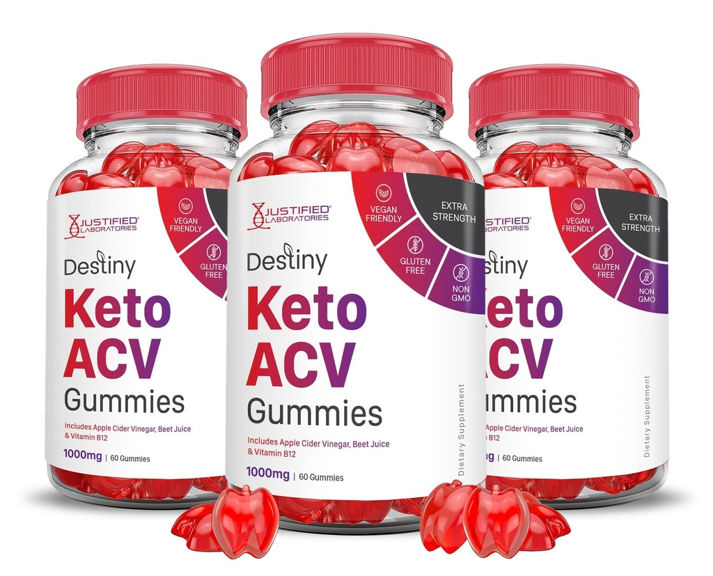 Justified Laboratories (3 Pack Destiny Keto ACV Gummies Advanced Formula 1000MG Destiny Chem Gummies Apple Cider Vinegar Formula B12 Vegan Non GMO 180 Gummys