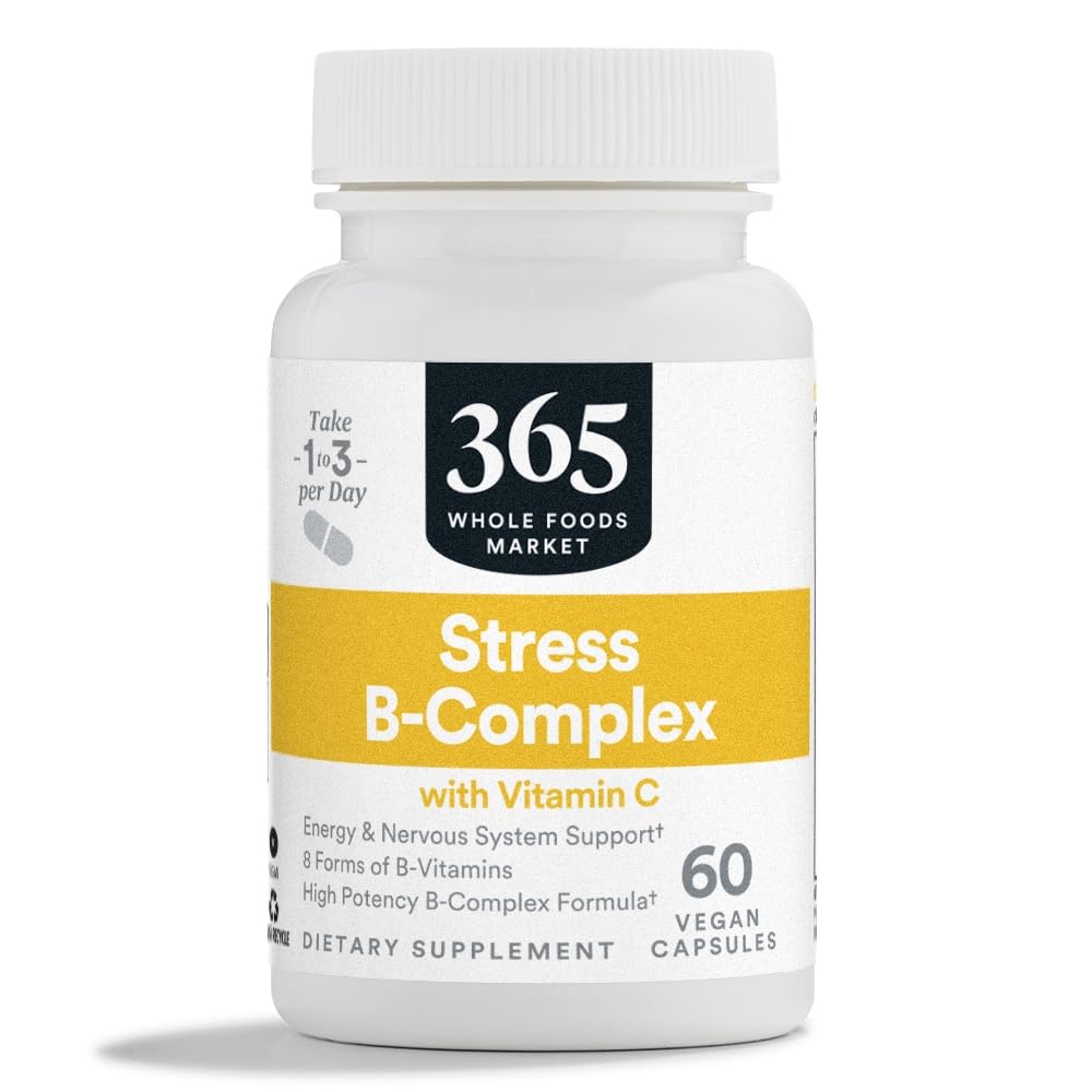 365 by Whole Foods Market, Stres B-Complex with Vitamin C, Energy & Nervous System Support, Vegan, 60 Capsules