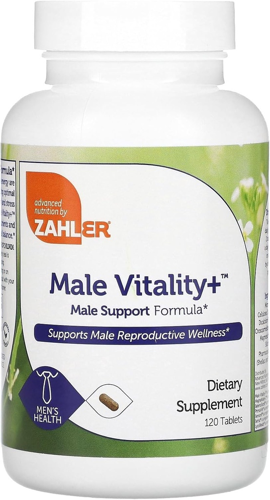 Zahler Erkek Vitality+ Erkek Destek Shilajit ile Tamam Formula, Ashwagandha, CoQ10, Vitaminler ve Mineraller - Kosher Non-GMO Mens Health Supplement for Reproductive Wellness (120 Count)