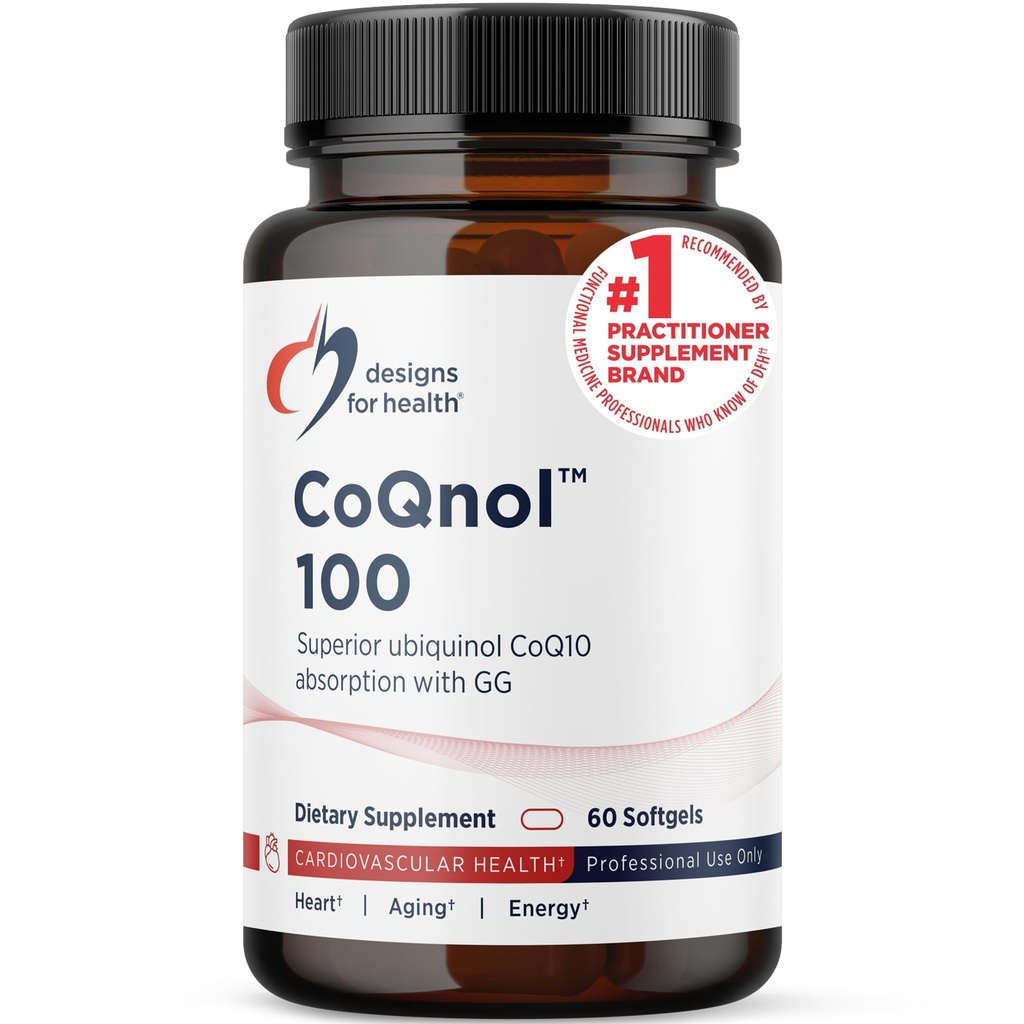 Designs for Health CoQnol 100mg - CoQ10 Ubiquinol με Superior Βιοδιαθεσιμότητα + Αποκλειστική Τεχνολογία Απορρόφησης - Double CoenzymeQ10 Boost with GG - Heart, Healthy Aging + Cell Support (60 Softgels)