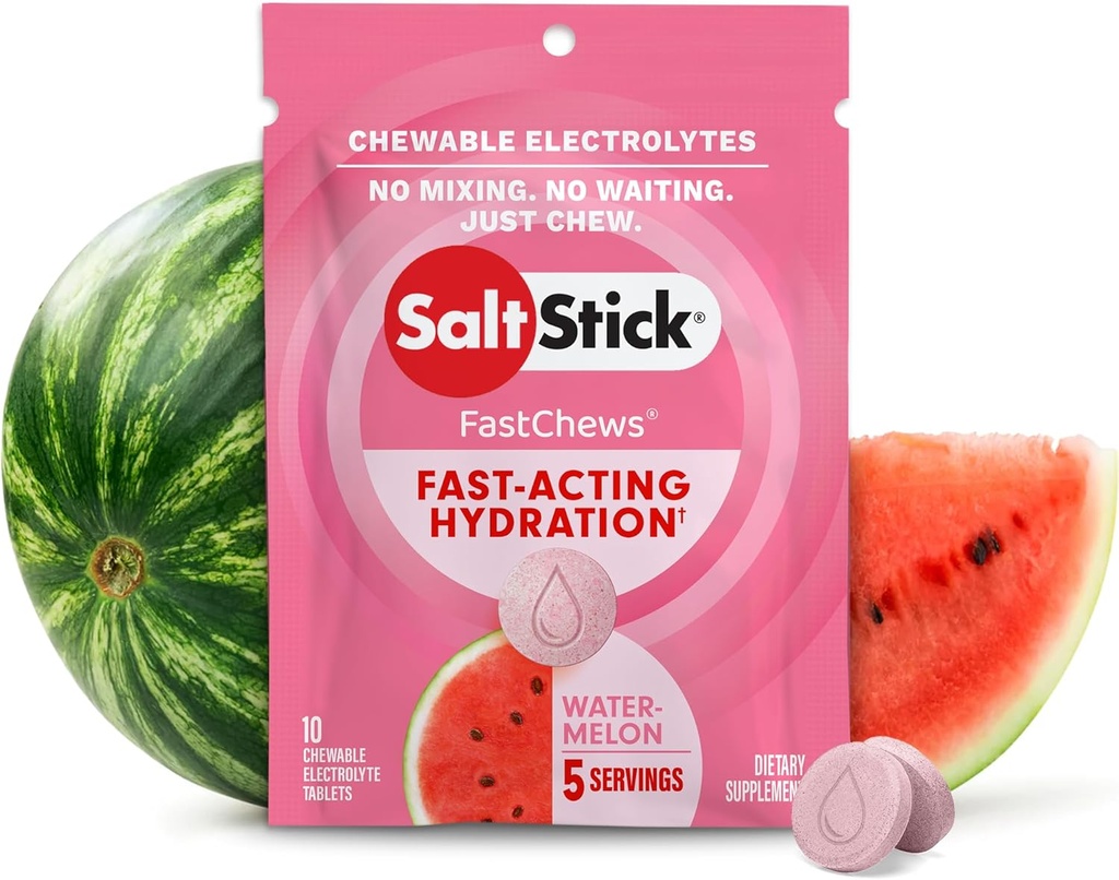 SaltStick Fastchew Electrolyte Rehidrasyon için Tabletler, 10 Tablet, Watermelon, 10 Kont
