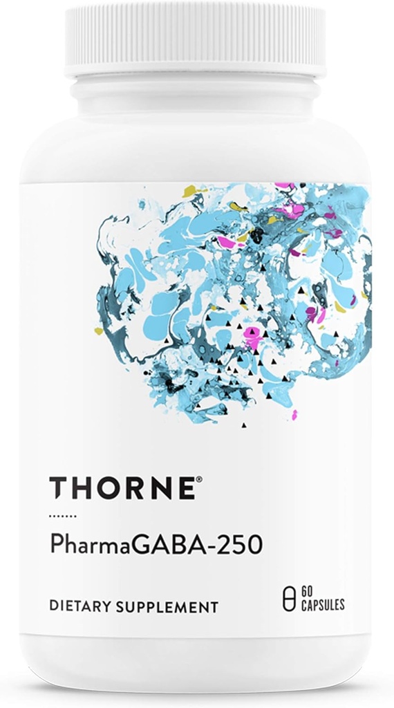 THORNE - PharmaGABA-250 - GABA Supplement - 250 mg Natural Source Gamma-Aminobutyric Asit - Calm, Rahatlama, Odaklı Zihin Durumu * - 60 Capsules