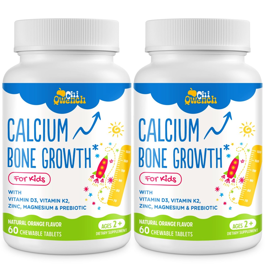 Vitamin D3 & K2, çinko, Magnezyum & Prebiyotiklerle 500 MGuba Supplement. Çocuklar için çocuk Vitaminleri Bone Strength, High Abxia, Orange Chewables, Gluten Free, 120 Tabs