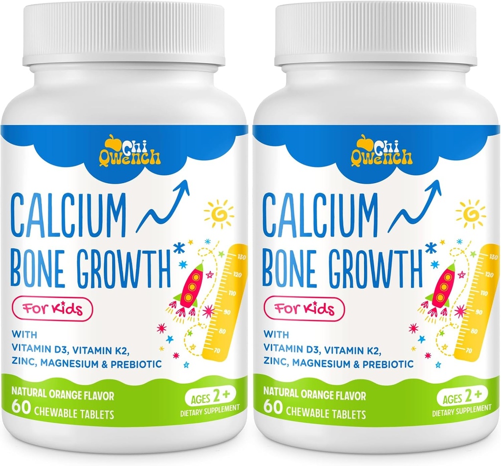 Vitamin D3 & K2, çinko, Magnezyum & Prebiyotiklerle 500 MGuba Supplement. Çocuklar için çocuk Vitaminleri Bone Strength, High Abxia, Orange Chewables, Gluten Free, 120 Tabs