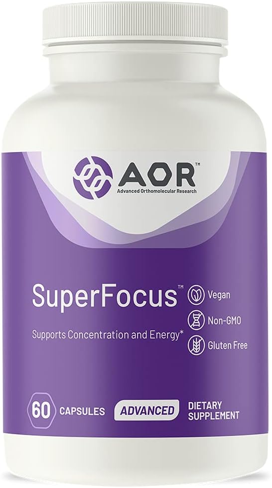 AOR, SuperFocus, Supports Concentration, Energy, mental Alertness, Calm ve Relax, Diyet Supplement, 60 Hizmet (60 Capsules)