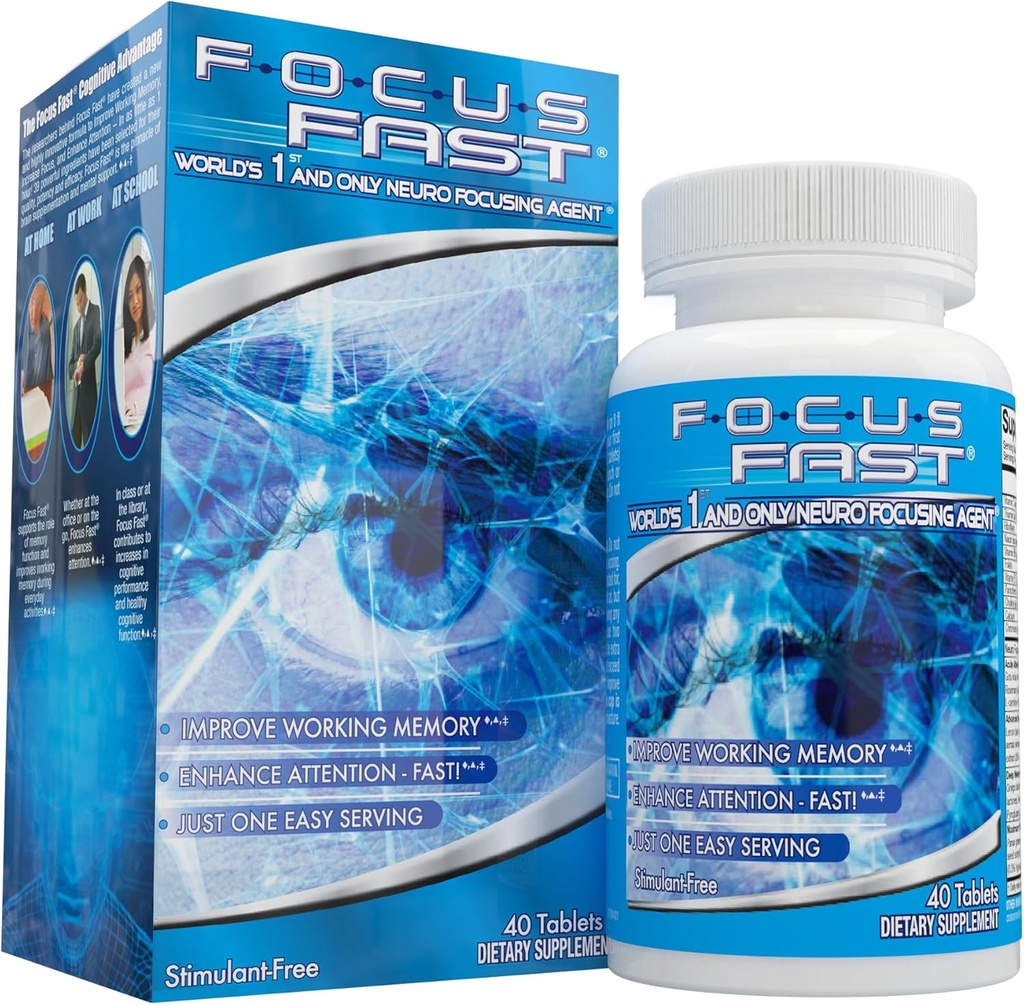 Focus Fast Brain Supplement - Βελτίωση Εργασιακής Μνήμης, Ενίσχυση Εστίασης, Boost Cognition in as Little as 1 ώρα. Χωρίς καφεΐνη/διεγερτικό
