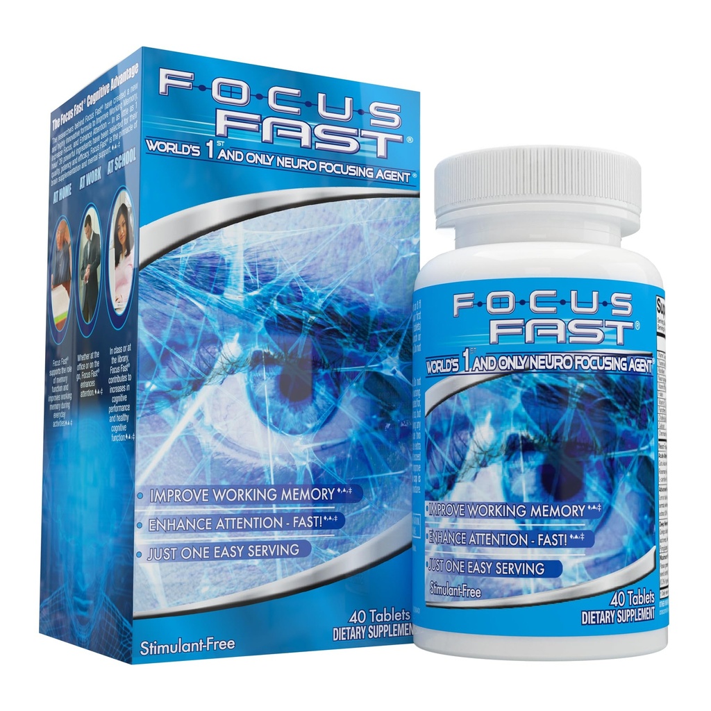 Focus Fast Brain Supplement - Working Memory, Advanced Focus, Boost Cognition in as Little as 1 Hour. Caffeine/Stimulant Free Nootropic