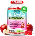 Apple Cider Vinegar Gummies, Fast Ripped Keto ACV Gummies, Max Strength 2000 mg, Green Tea, B6 & B12, Probiyotiks, ACV for Metabolism, Digestion, Detox & Cleanse, 60 Counts