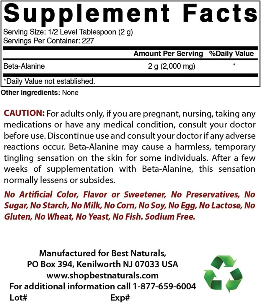 Beta Alanine Pure Powder 1 Pound & Magnesium Oxide 500 mg