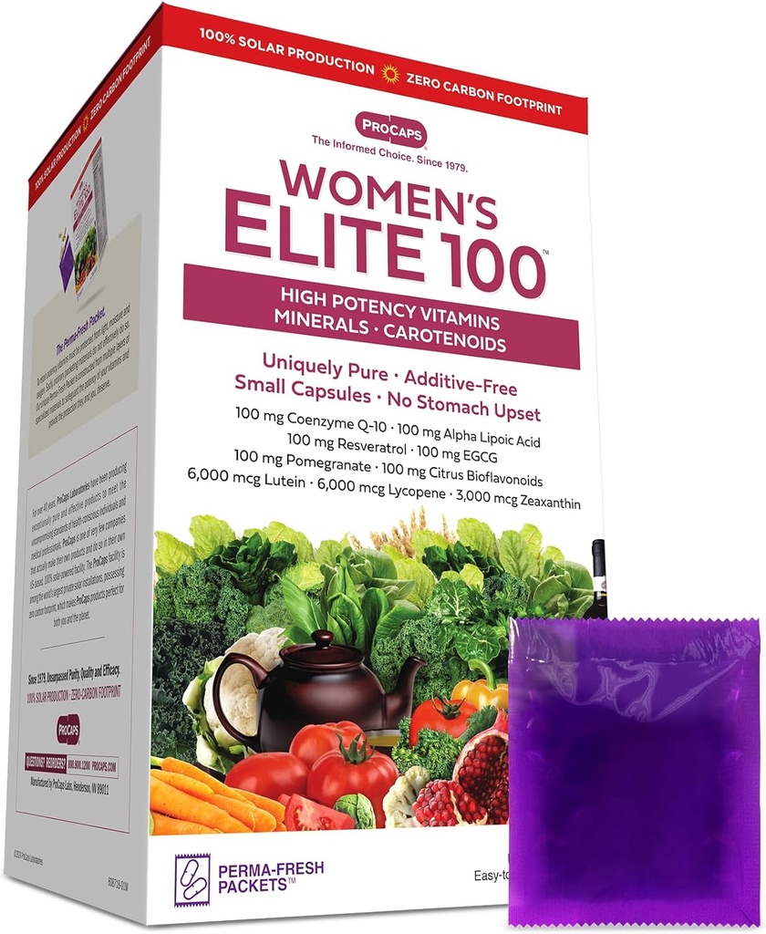 ANDREW LESSMAN Πολυβιταμίνη - Elite-100 120 Πακέτα γυναικών - 40+ Potent Nutrients Plus 100mg Κάθε συνένζυμο Q10, Alpha Lipoic Acid, Resveratrol, EGCG, Ρόδι, Εσπεριδοειδή Βιοφλαβονοειδή.