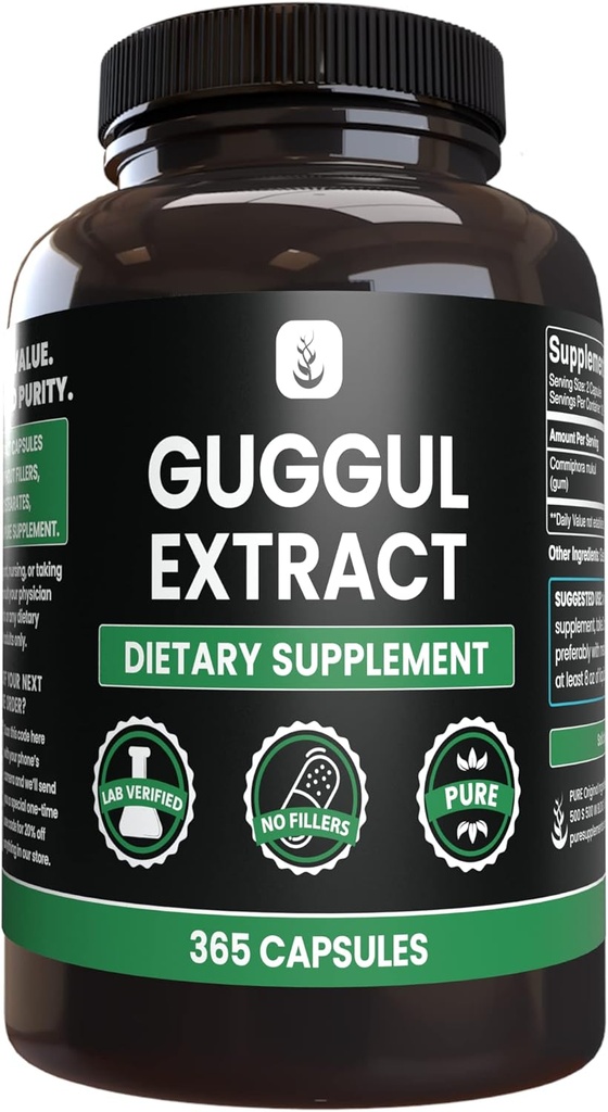 PURE Αρχική ΣΥΣΤΑΤΙΚΑ Guggul Extract Πάντα Αγνή, Χωρίς Πρόσθετα ή Fillers, Εργαστήριο Επαληθευμένο (365 κόμης (πακέτο του 1))