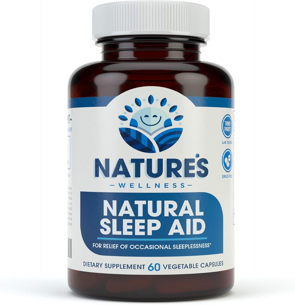 Yetişkinler için Premium Doğal Uyku Yardımı - Etkili Yardım - Habit Şekil - Wake Up Feeled - Perrietary Mix with Melatonin, Tryptophan, Magnezyum, Valerian, Chamomile & More - 60 Veg