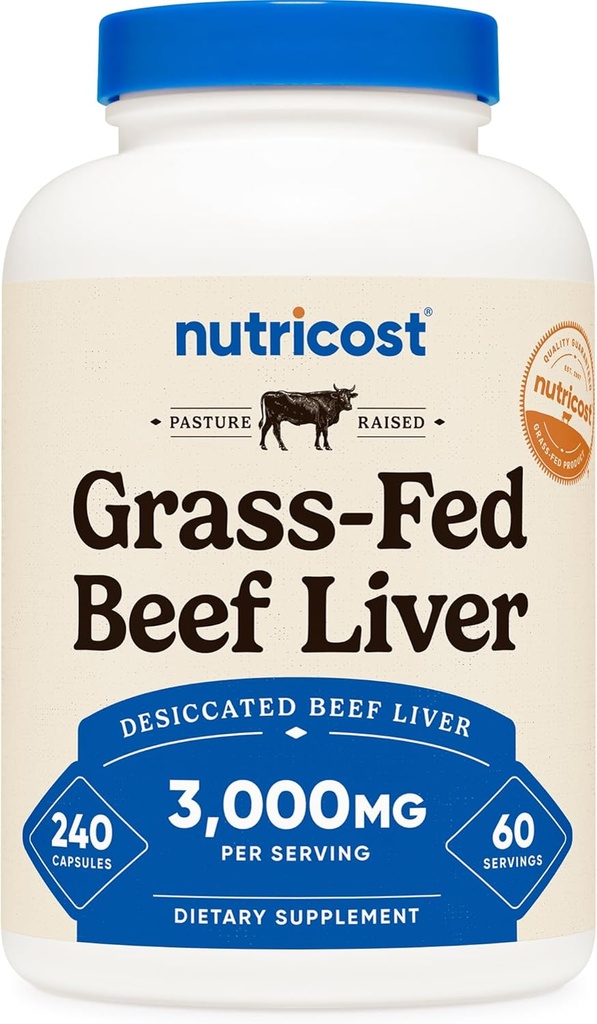 Nutricost Grass Fed Αποξηραμένο βόειο κρέας κάψουλες 3000mg ανά Serv (750mg ανά Cap), 240 Cap για 60 σέρβις - Χωρίς ορμόνες, GMO και χωρίς γλουτένη, πάστα-Raized, Free Range Beef