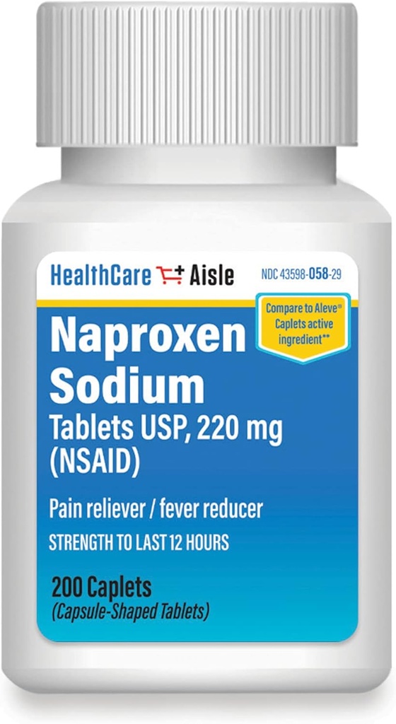 SağlıkCareAisle Naproxen sodyum, 220 mg - 200 caplets - Pain Reliever ve Ateşleme, 12 Saat Yardım Saati