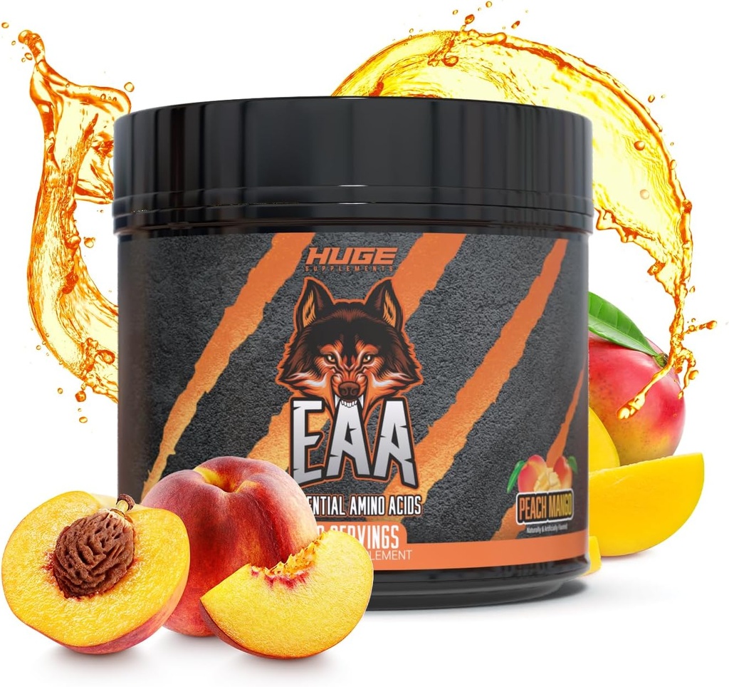 Huge EAA Supplement, Highest Dosed Essential Amino Acid Powder, 12.8g EAAs & 8g BCAAs Per Serving, Muscle Growth, Recovery & Performance (Peach Mango)