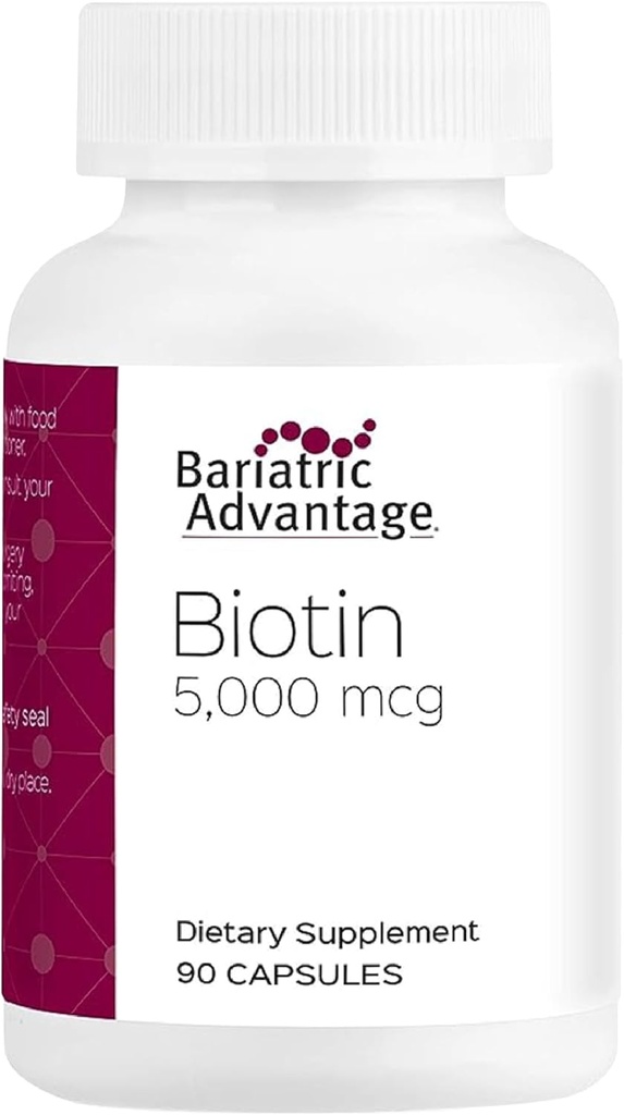 Bariatrik Avantaj Biotin 5.000 mcg - Bariatrik Cerrahi Hastaları için - Easy-Digest Mini Capsules - Biotin Supplement - Hair, Skin & Nails Support* - 90