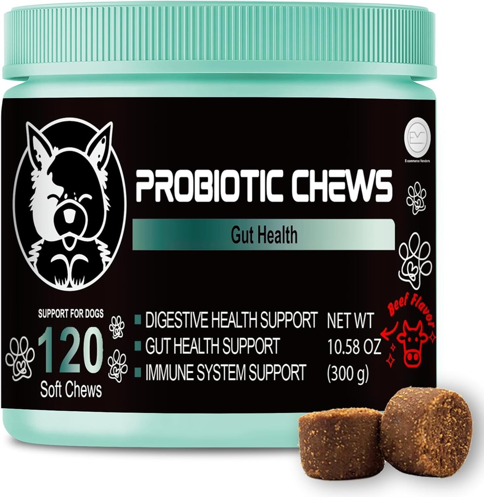 Köpekler V-EST için Chews - 3 Formula'te kullanılabilir: Calming, Multivitamin veya Probiyotikler - Yumuşak Chews Chicken Flavor - Stres ve Anksiyete Yardım - 120 Kont Count Count Count