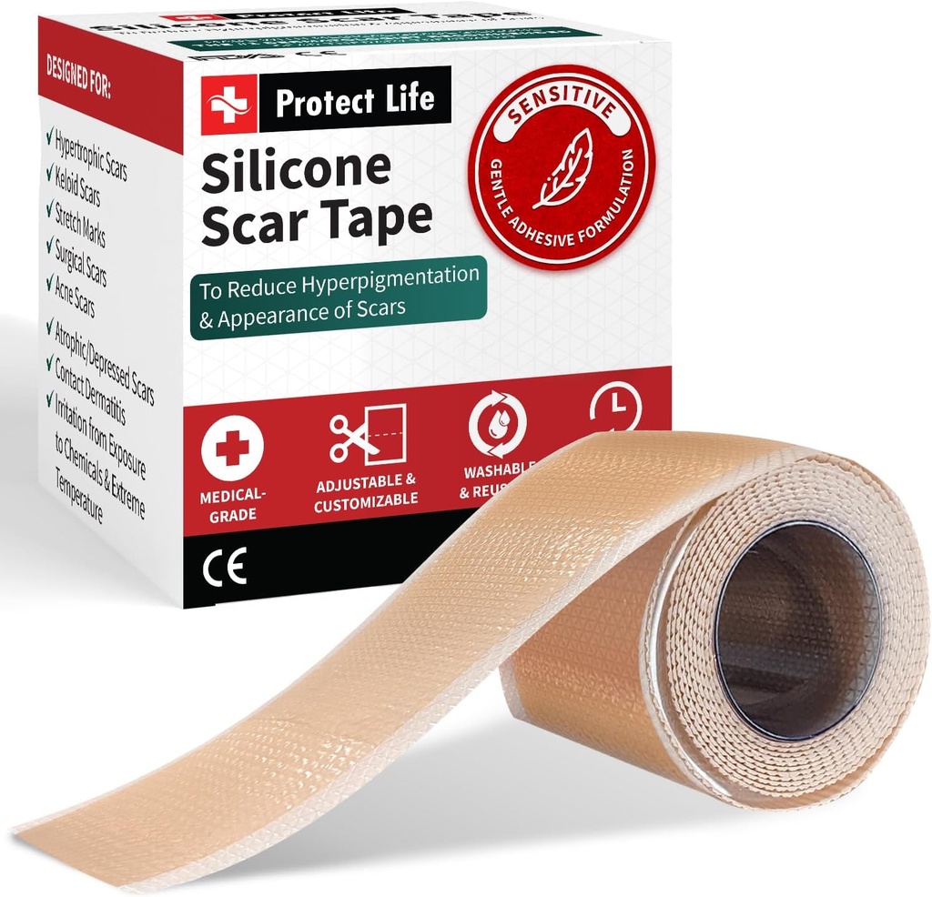 Προστατέψτε τη ζωή Σιλικόνη Scar Sheets 1.6" x 118" Roll-3M - Ιατρικού βαθμού ταινία ουλή για Keloid Bump αφαίρεση - Reuseable Σιλικόνη ταινία Ουλές αφαίρεσης, Patches για χειρουργικές ουλές, C Τμήμα