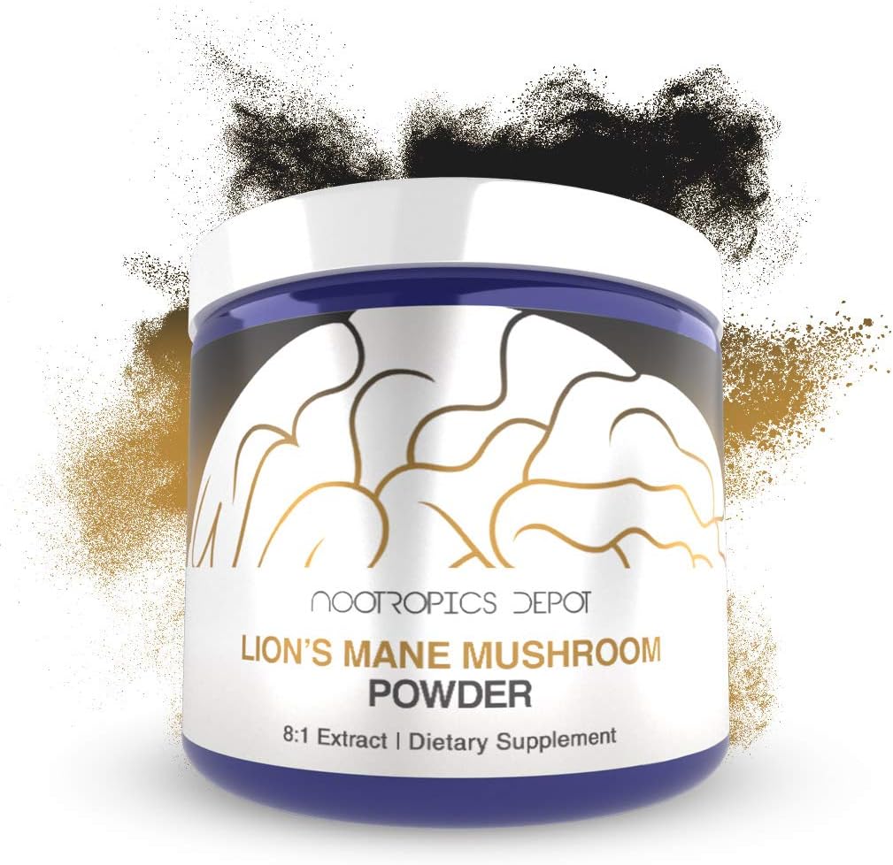 Nootropics Depot Lions Mane Mushroom Toz | 8:1 Tüm Meyveli Vücut Çiftliği | 30 Grams | Hericium erinaceus | Beyin Sağlığı Supplement | Nöro korumacı + Boosts Mood | Destekler Immune Health