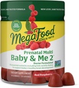 MegaFood Baby & Me 2 Prenatal Vitamins for Women Gummies with Folic Acid and Choline for Baby's Brain Development; Plus Real Fruit- Red Raspberry Flavor - 60 Gummies (30 hizmet)