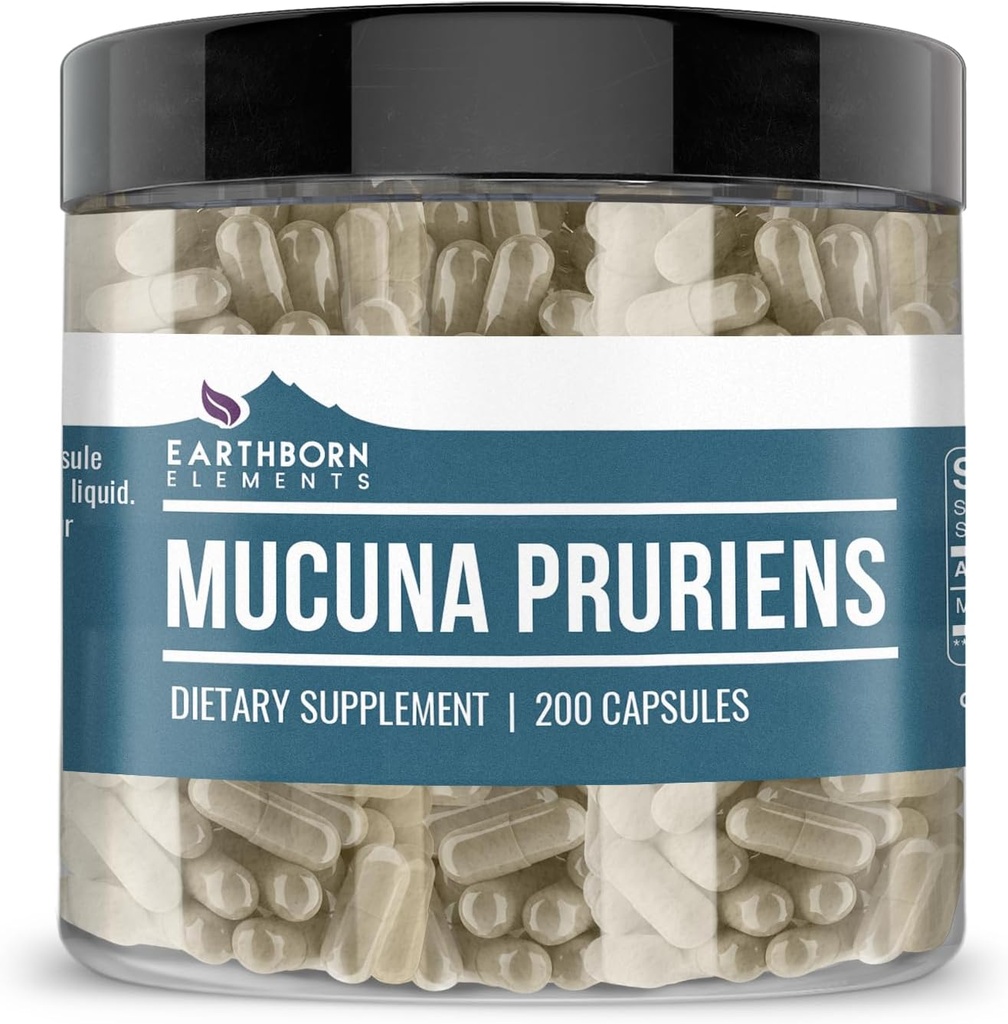 Earthborn Elements Mucuna Pruriens Extract, 200 Capsules, No Wordss veya Fillers
