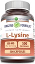 Amazing Formulas L-Lysine 500 mg CapsulesEnergy Acid Supplement | Non-GMO | Gluten Free | Made in USA (500 Count)