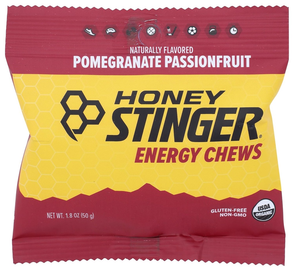 Honey Stinger Organik Enerji Chews, Pomegranate Passionfurt, 1.8 Ounce