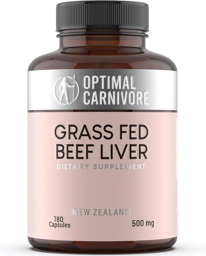Optimal Carnivore Grass Fed Beef Liver Capsules, Pills, 180 Capsules, Desiccated Supplement