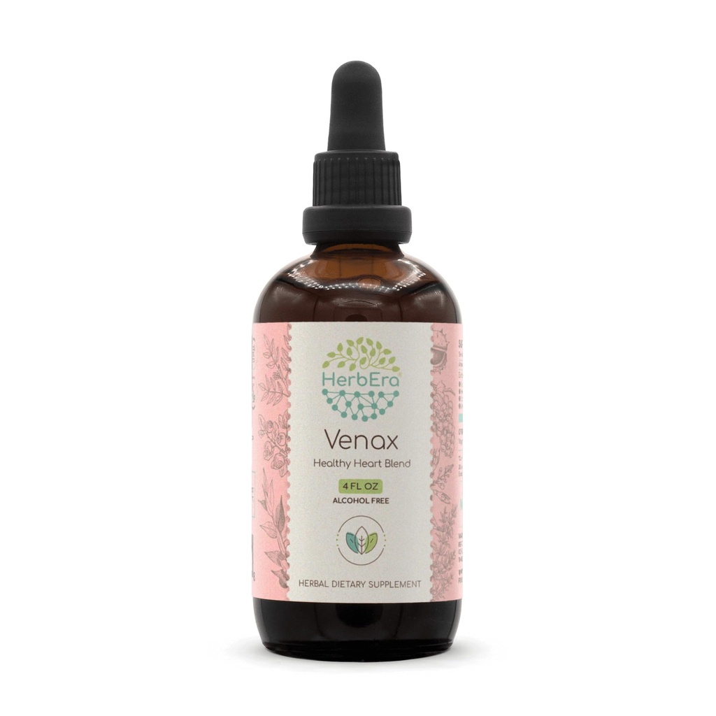HerbEra Venax B120 Alkol-Free Extract Tincture, Tempd Liquid Drops: Butcher's Broom Root, Horse Chestnut Nut, Rosemary Leaf, Prickly Ash Bark, Bilberry Leaf, Grape Seed.