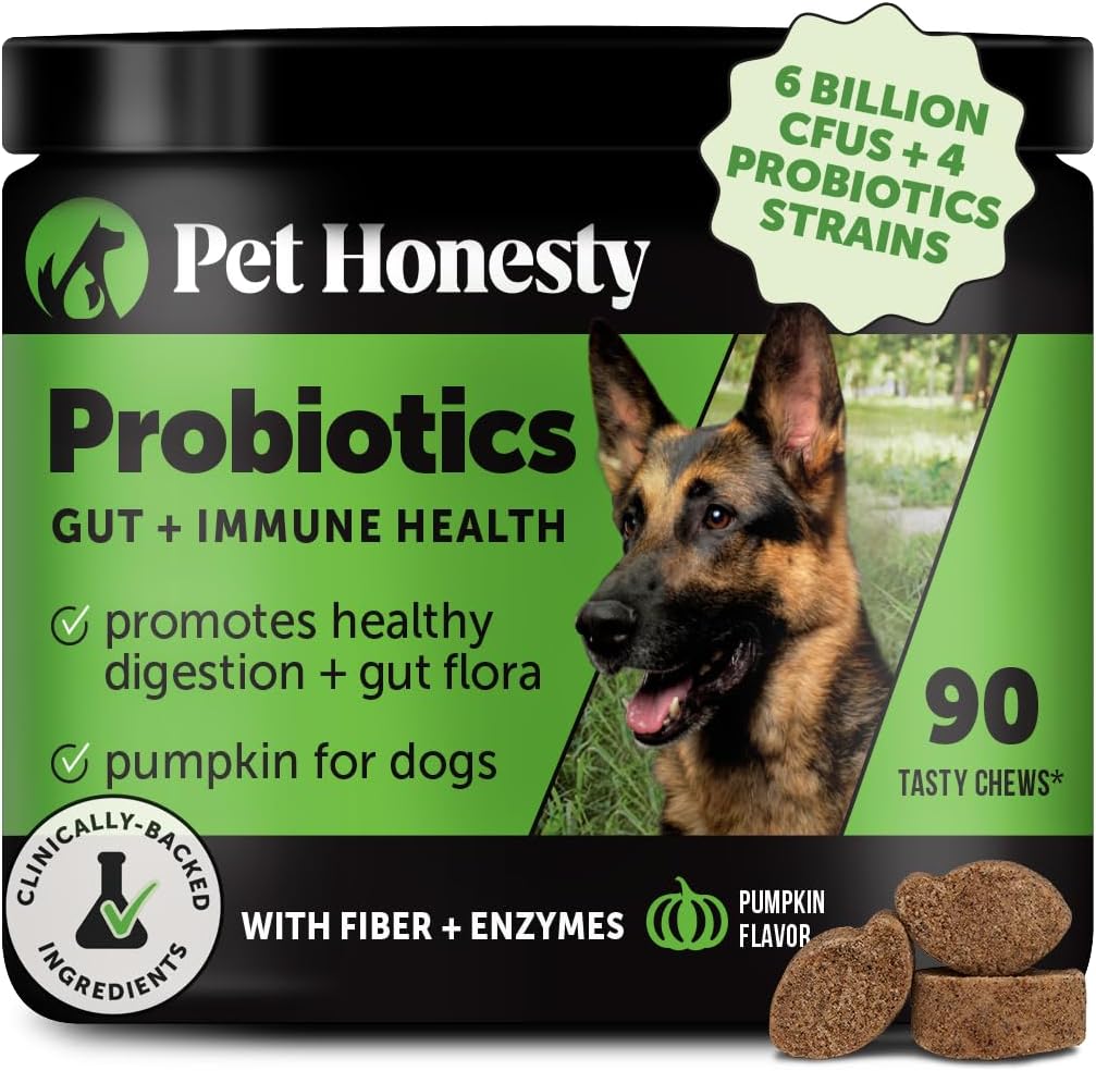Pet, Occasional Diarrhea & Bowel Desteği için Köpekler için Probiyotikler, Köpekler için Gut Health, Immunity Health & Itch Relief (Pumpkin 90 ct)