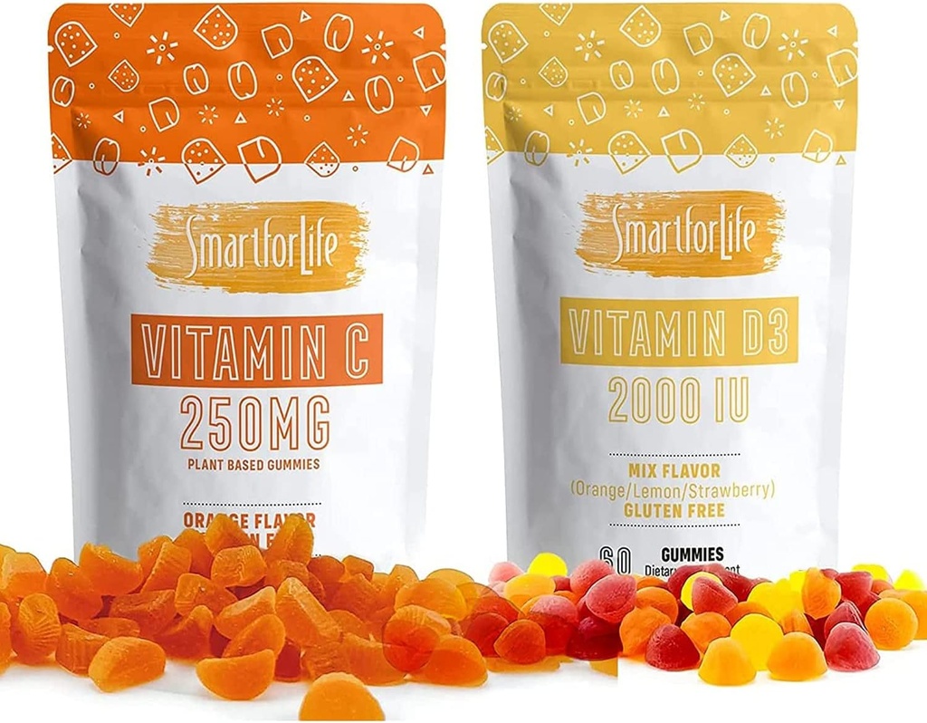 Akıllı Yaşam Vitamini D 3 Tüm Aile Için C Gummies ile etiketlendi