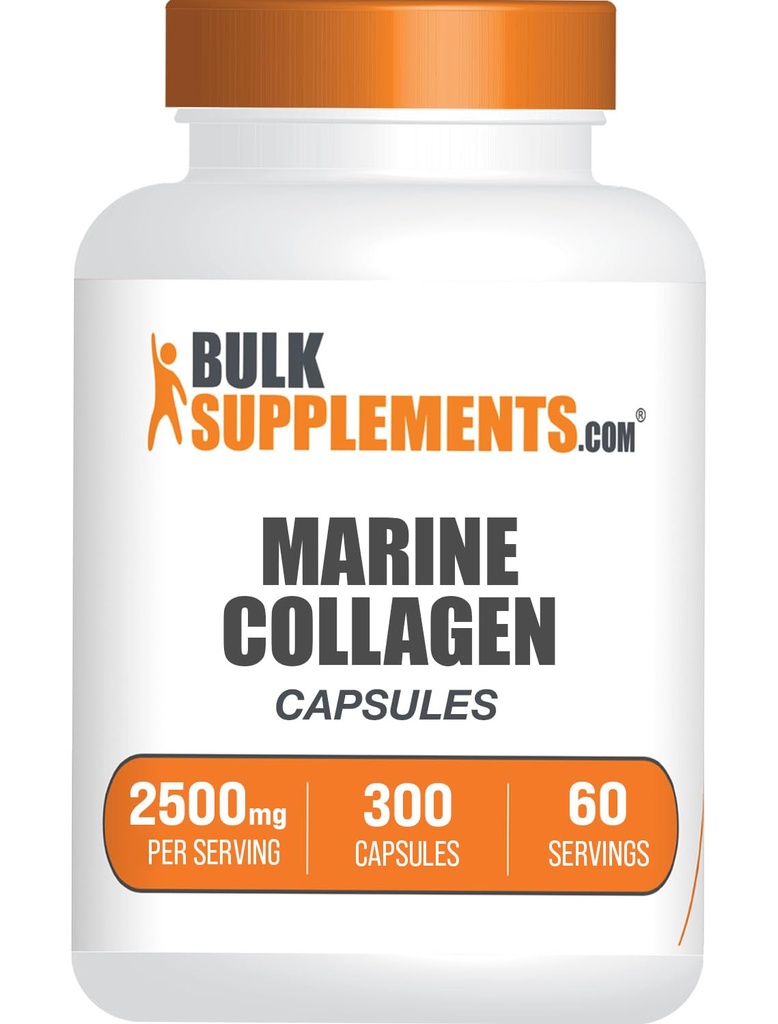 BulkSupplements.com Marine Collagen Capsules - Fish Collagen Supplement, Collagen for Women & Men - Hydrolyzed Collagen, Gluten Free, 5 Capsules in 1)