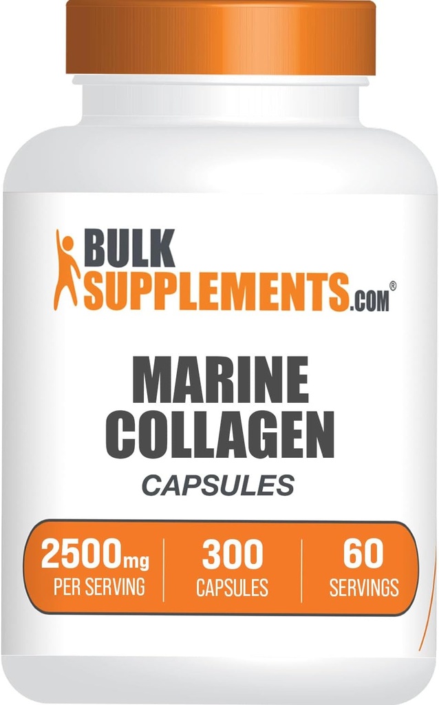 BulkSupplements.com Marine Collagen Capsules - Fish Collagen Supplement, Collagen for Women & Men - Hydrolyzed Collagen, Gluten Free, 5 Capsules in 1)