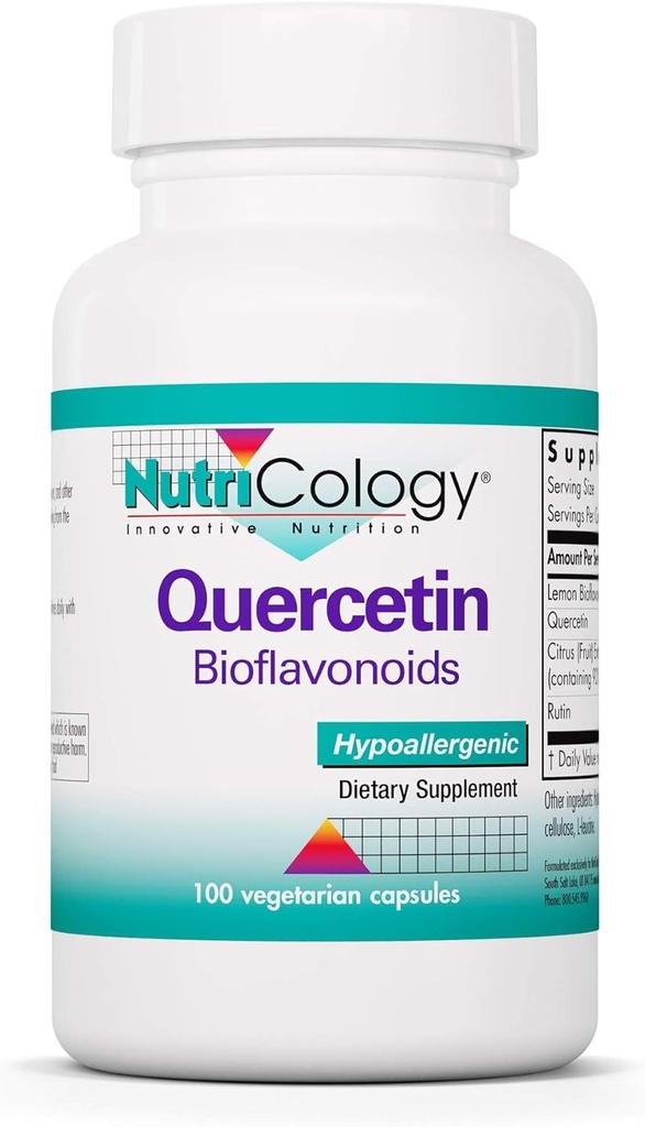 Nutricology Quercetin Bioflavonoids - Lemon Bioflavono Kompleksi, Düsseldorf, Citrus Extract, Hesperidin, Vegetarian Capsules - 100 Count Count Count