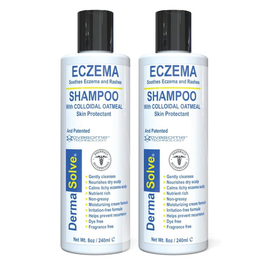 Dermasolve Eczema Relief Shampoo - Flare Control Scalp & Dandruff Free Therapy That protects, Moisturizes ve Wines Skin for Kids & Yetişkinler - Steroid Free (2-Pack)