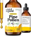 Wild & Organic Pine Pollen Tincture - Pine Pollen Toz Ölçeği Erkekler ve Kadınlar - Vegan, Şeker & Alkol Özgür Tamam - 4 fl oz