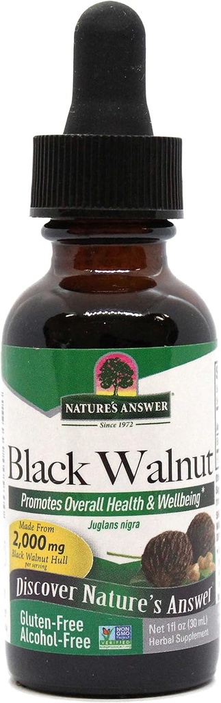 Απάντηση της φύσης Black Walnut Green Hull Extract 1oz - Χωρίς αλκοόλ, χωρίς γλουτένη, Kosher - Black Walnut, Wormwood Black Walnut Clove Parasite Cleanse - Detox & Liver Support, Digestive Cleanser