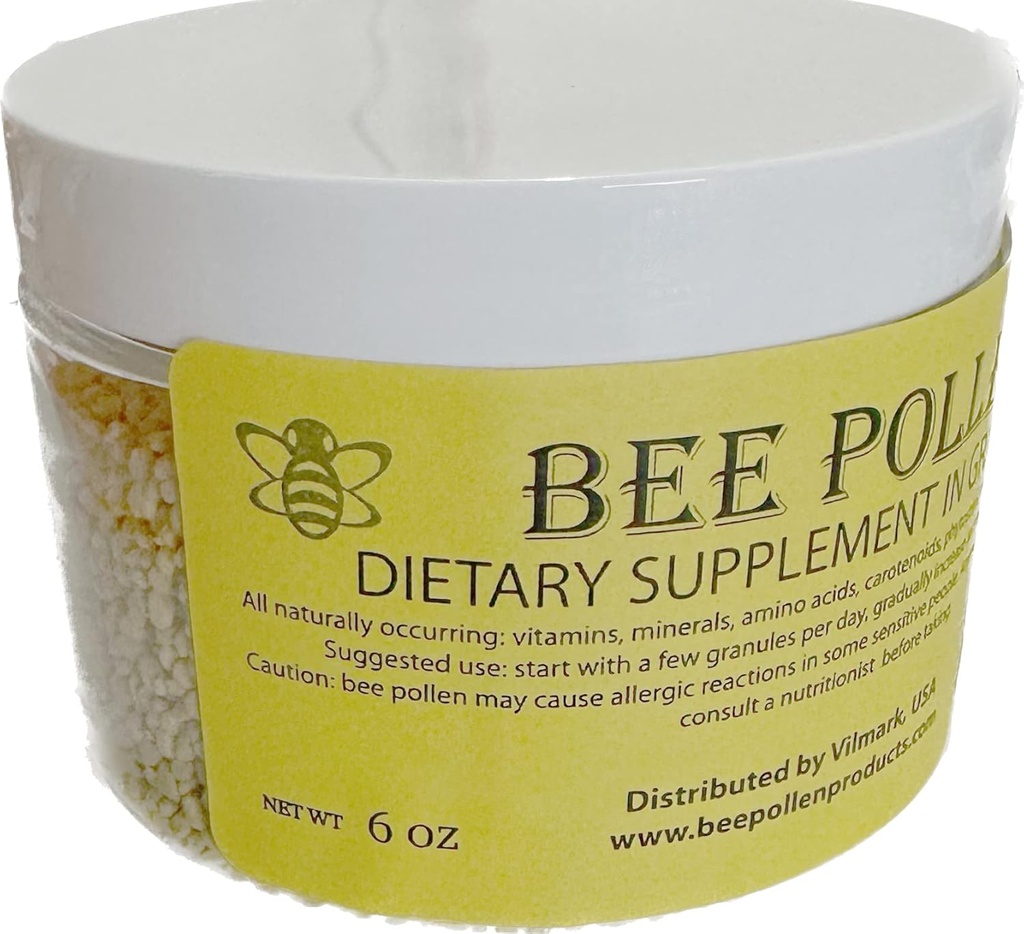 6 oz BEE% 100 Pure Natural Non Processed Bee Pollen Granules 6 oz in jarz