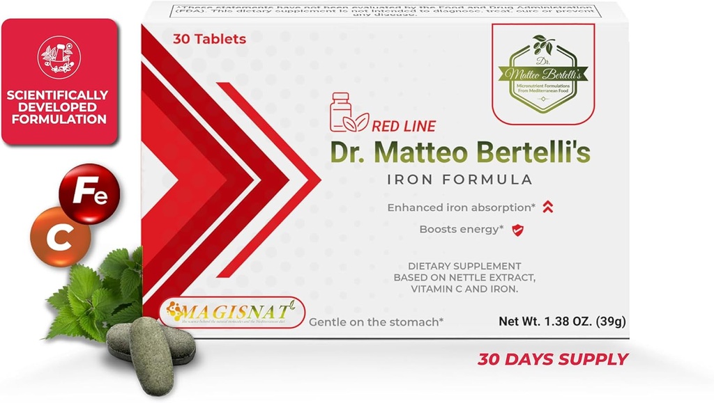 Matteo Bertelli's Iron Formula (30 δισκία) - Εκχύλισμα Νετλ, Βιταμίνη C, Σιδήρου
