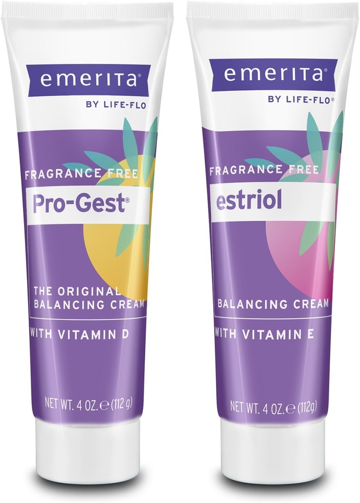 Emerita Pro-Gest Balancing Cream with Vitamin D, Progesterone and Estriol - Fragrance Free, 60-Day Garanti, 4oz