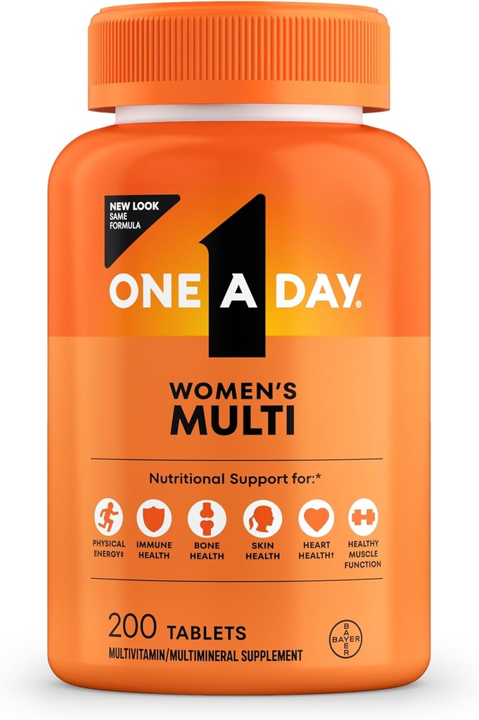 One A Day Multivitamin for Women-Daily Vitamins for Woman with Biotin, Calcium, Follic Acid, Iron & Zinc, Complete Women’s Vitamins, 200 Ct (Packaging May Vary)