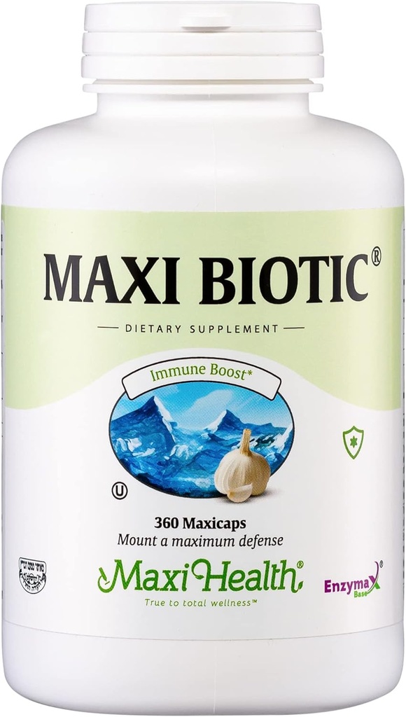 Maxi Health - Maxi Biotic Aged Wellness Extract Capsules (360 Kont) | Kyolic, Supplement with Spirulina, Echinacea, Oregano ve Enzymax - Doğal Antioksit - Wellness Support Capsules (360 Count) | Kyolic, Supplement with Spirulina, Echinacea, Oregano and Enzymax - Natural Antioxy - Wellness Support