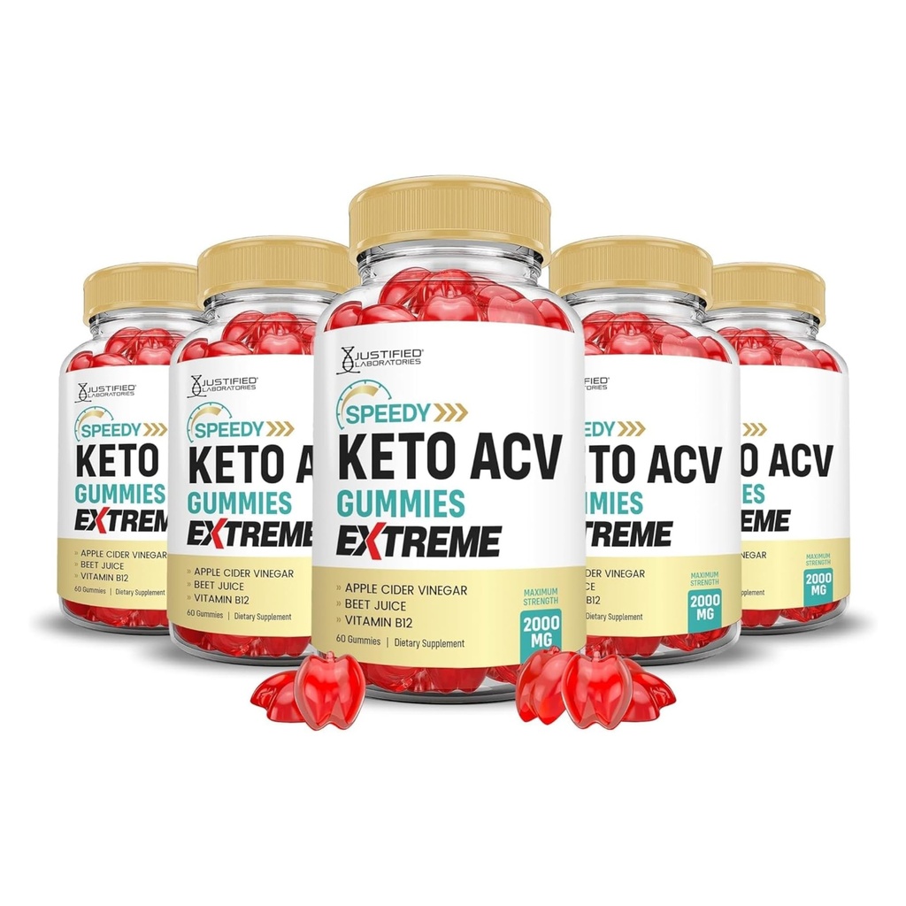 Justified Laboratories (5 Pack Speedy Keto ACV Gummies Extreme 2000MG Speedy Chem Gummies Advanced Formula Apple Cider Vinegar with Pomegranate Beet Juice B12 Vegan Non GMO 300 Gummys