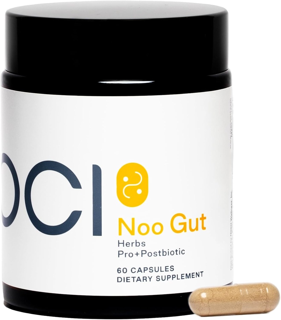 NOO Gut, Gut & Skin: Herbs, Probiyotik, Postbiyotik, 3in-1 Gut Health, Bloat Support, Regular Bowel Movements, Glowing Skin, 60 Vegan Capsules