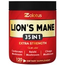 Zolotus 35 1 Lions Mane Mushroom Capsules Cordeyceps, Reishi, Elderberry, Ashwagandha, Panax Ginseng - 120