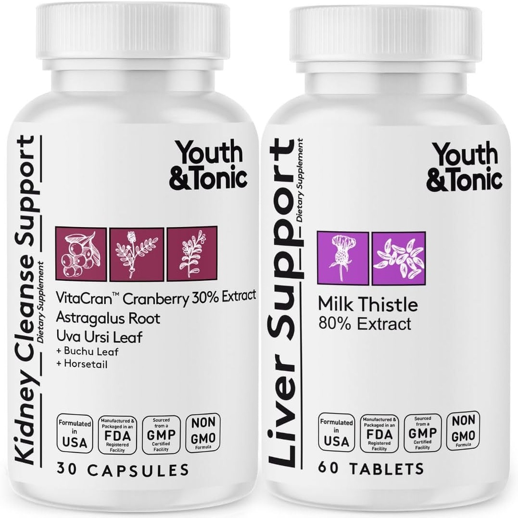 Liver ve Kidney Health Supplement – Complete Body Cleanse Detox Support for Residual Waste, Water Balance, Tamir ve Wellness