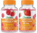 Lifeableuba, Magnezyum, çinko & Vitamin D + Melatonin 20 mg, Gummies Sche - Great Tasting, Vitamin Supplement, Gluten Free, GMO Free, Chewable Gummy