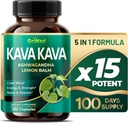 Grimed Kava Kava 19.700mg - X 15 Power with Ashwagandha Lemon Balm - Δύναμη, Χαλαρώστε, Επαναφορά, Ηρεμία - Κατασκευάζεται στις ΗΠΑ (100 Count (Pack of 1))