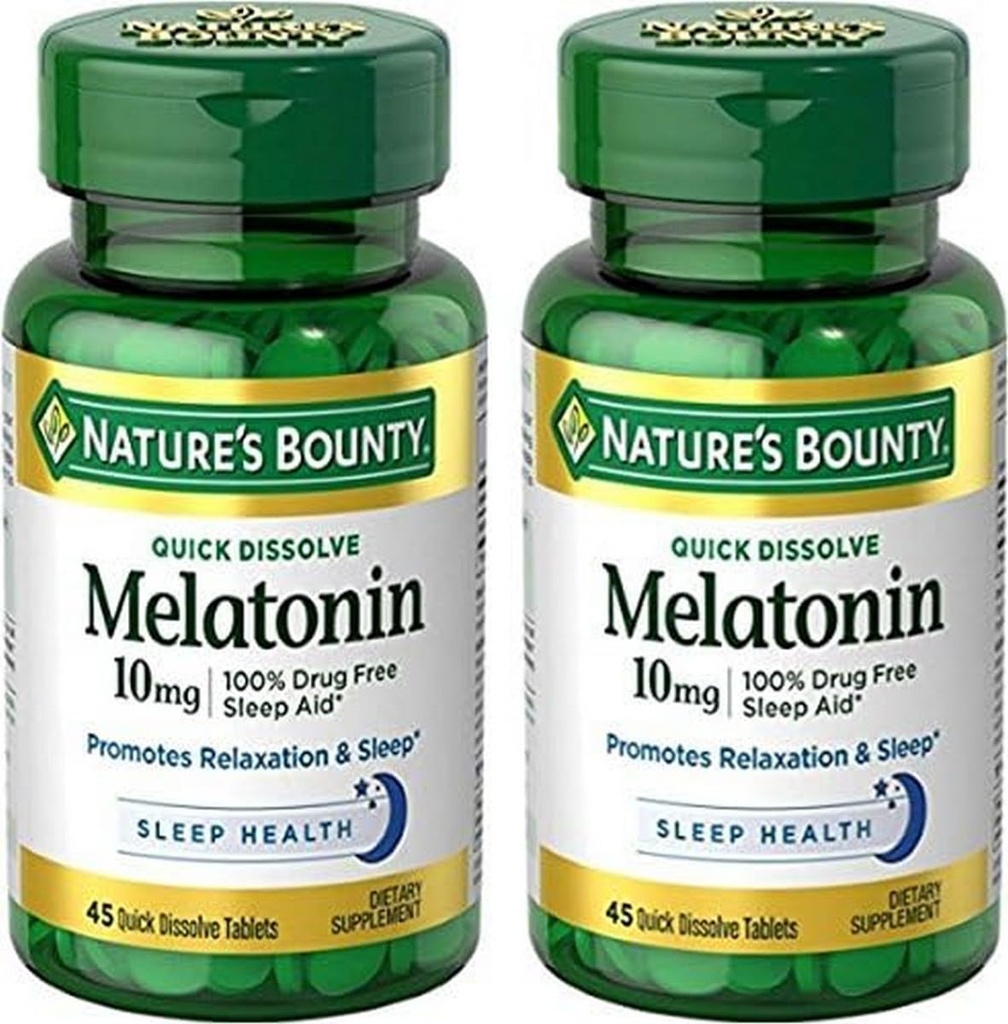 Nature's Bounty Melatonin Quick Dissolve Tablet, 45 Kont (Pack of 2)