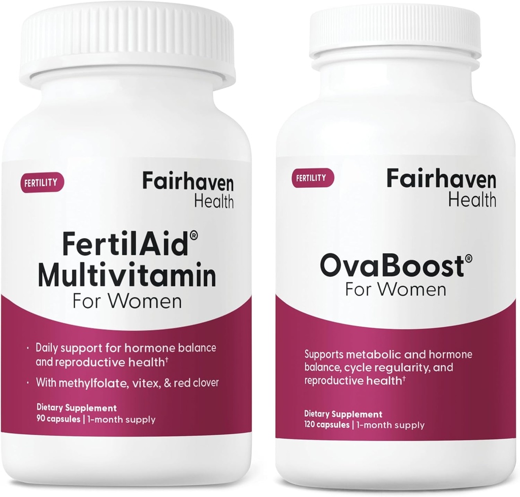 Kadınlar ve Ovaboost Combo için Fertness Supplement & Natural Ferttitude Vitamin with Myo-Inositol, Vitex & Vitamins to Support Ovulation, Regularity & Egg Quality, 1 Ay Supply